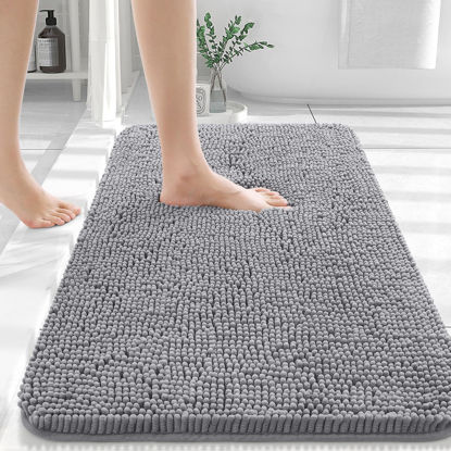 Picture of OLANLY Bathroom Rugs 36x24, Extra Soft Absorbent Chenille Bath Rugs, Rubber Backing Quick Dry, Machine Washable Bath Mats for Bathroom Floor, Tub and Shower, Home Decor Accessories, Grey