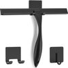 Picture of All-Purpose Stainless Steel Shower Squeegee for Shower Doors with 2 Adhesive Hooks, Bathroom Cleaner Tool Household Window Mirror Squeegee for Home Cleaning, Glass Door, Tile Wall, Car, 14 Inch Black