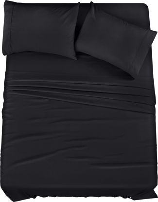Picture of Utopia Bedding Full Bed Sheets Set - 4 Piece Bedding - Brushed Microfiber - Shrinkage and Fade Resistant - Easy Care (Full, Black)