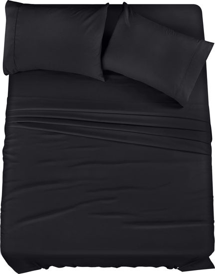 Picture of Utopia Bedding Full Bed Sheets Set - 4 Piece Bedding - Brushed Microfiber - Shrinkage and Fade Resistant - Easy Care (Full, Black)