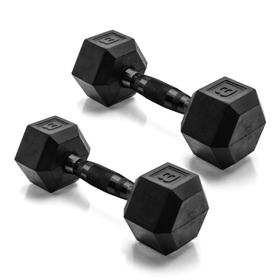 Picture of CAP Barbell 8 LB Coated Hex Dumbbell Pair with Black Handle