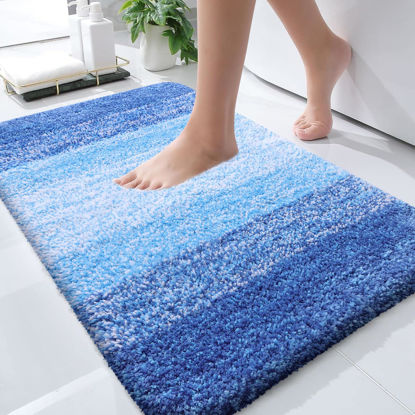 Picture of OLANLY Bathroom Rugs Mat 24x16, Extra Soft Absorbent Microfiber Bath Rugs, Rubber Backing, Quick Dry, Washable Bath Mats for Bathroom Floor, Tub, Shower and Home Decor Accessories, Light Royal Blue