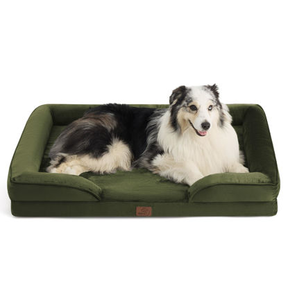 Picture of Bedsure Orthopedic Dog Bed for Extra Large Dogs - XL Washable Dog Sofa Beds Large, Supportive Foam Pet Couch Bed with Removable Washable Cover, Waterproof Lining and Nonskid Bottom, Winter Moss