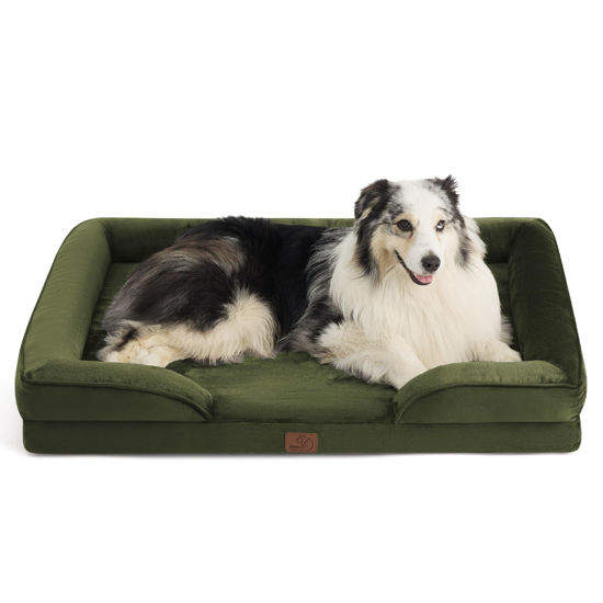 Picture of Bedsure Orthopedic Dog Bed for Extra Large Dogs - XL Washable Dog Sofa Beds Large, Supportive Foam Pet Couch Bed with Removable Washable Cover, Waterproof Lining and Nonskid Bottom, Winter Moss