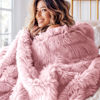 Picture of Bedsure Soft Pink Blankets Queen Size for Bed, Fluffy Fuzzy Blankets for Full Queen Bed, Cozy Plush Sherpa Fleece Faux Fur Blanket for Winter, Thick Warm Blanket Gifts for Women, Girls, 90x90