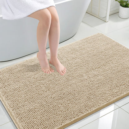 Picture of OLANLY Bathroom Rugs 44x32, Extra Soft Absorbent Chenille Bath Rugs, Rubber Backing Quick Dry, Machine Washable Bath Mats for Bathroom Floor, Tub and Shower, Home Decor Accessories, Beige