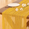 Picture of Socomi Gold Yellow Table Runner Spring Easter Cheesecloth Table Runner 120 inch Cheese Cloth Runner 10FT Boho Rustic Gauze Table Runner for Wedding Party Baby Shower Birthday Decor