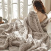 Picture of Bedsure Blankets Queen Size for Bed - GentleSoft Cozy Soft Blankets for Women, Cute Large Fleece Throws for Girls, Linen, 90x90 Inches