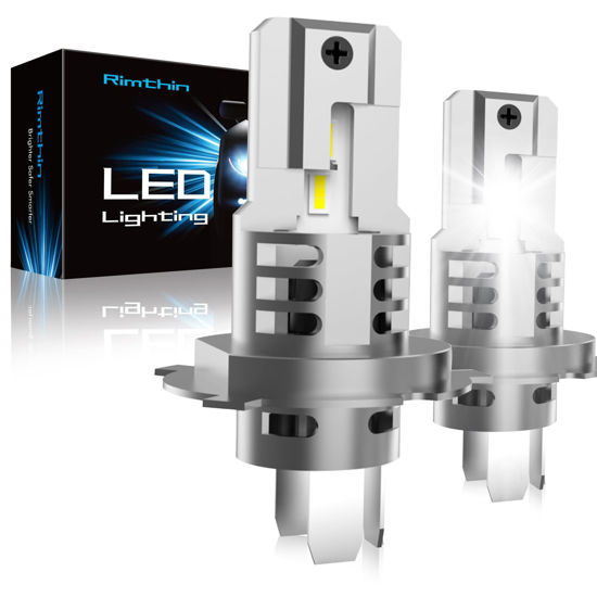 Picture of rimthin H4 Bulbs, 9003/HB2 Fog Light, 6000K Cool White, Plug and Play, IP67, Pack of 2