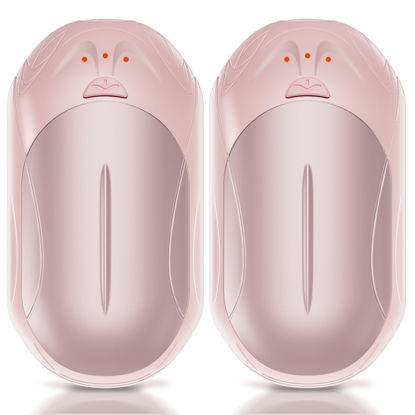 Picture of AI Hand Warmers Rechargeable 2 Pack, 6000mAh Electric Hand Warmers, AI Smart Chips 20Hrs Long Safe Heat, Portable Pocket Heater, Gifts for Christmas, Outdoor, Golf, Hunting, Camping Accessories-Pink