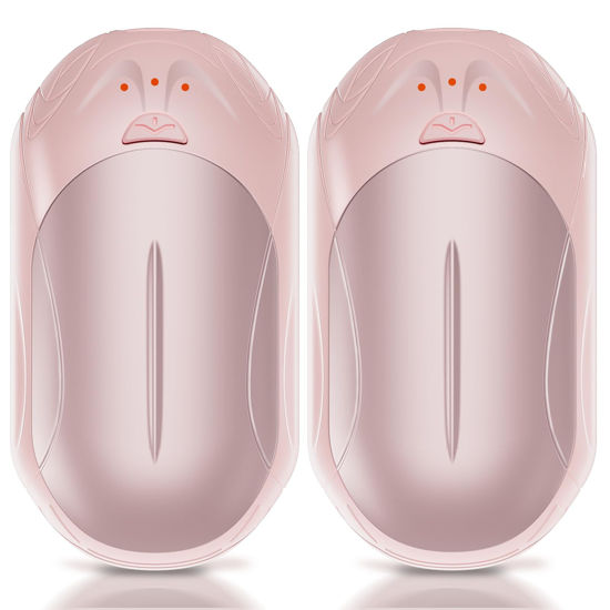 Picture of AI Hand Warmers Rechargeable 2 Pack, 6000mAh Electric Hand Warmers, AI Smart Chips 20Hrs Long Safe Heat, Portable Pocket Heater, Gifts for Christmas, Outdoor, Golf, Hunting, Camping Accessories-Pink
