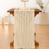 Picture of Socomi Beige Cheesecloth Table Runner Spirng Easter 120 inch Cheese Cloth Runner 10FT Boho Rustic Gauze Table Runner for Wedding Party Baby Shower Decor