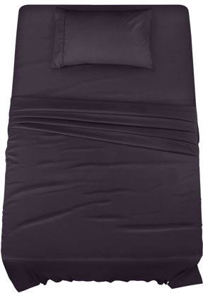 Picture of Utopia Bedding Twin Bed Sheets Set - 3 Piece Bedding - Brushed Microfiber - Shrinkage and Fade Resistant - Easy Care (Twin, Purple)