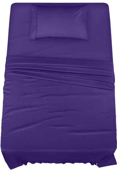 Picture of Utopia Bedding Twin Bed Sheets Set - 3 Piece Bedding - Brushed Microfiber - Shrinkage and Fade Resistant - Easy Care (Twin, Egg Plant)