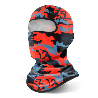 Picture of YESLIFE Red Camouflage Ski Mask, Face Mask for Men and Women, Skiing, Snowboarding, Motorcycle, UV Protection & Wind Protection, Hat