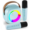Picture of Karaoke Machine, Portable Bluetooth Speaker with 2 Wireless Microphones for Kids, Karaoke Toys Gifts Toys for Girls Boys Family Home Party (Blue)