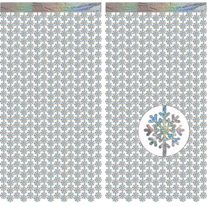 Picture of Silver Snowflake Fringe Curtain - GREATRIL Winter Onederland Streamers Backdrop with Sparkling Snowflake for Christmas Birthdays Party Decoration -3.2ft x 6.5ft - 2 Pack