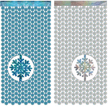 Picture of GREATRIL Silver Blue Snowflake Fringe Curtain Winter Onederland Streamers Backdrop with Sparkling Snowflake for Christmas Birthdays Party Decoration -3.2ft x 6.5ft - 2 Pack