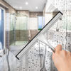 Picture of All-Purpose Stainless Steel Shower Squeegee for Shower Glass Door with 2 Adhesive Hooks, Bathroom Cleaner Tool Household Window Mirror Squeegee for Glass Doors, Cleaning Tile Wall, Car, 14 Inch Silver