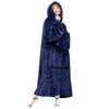 Picture of Waitu Wearable Blanket Sweatshirt Gifts for Women and Men, Warm and Cozy Giant Blanket Hoodie, Thick Flannel Blanket with Sleeves and Giant Pocket - Navy