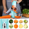 Picture of Cambom Rotary Cheese Grater Hand Crank Cheese Shredder for Fresh Cheese, Vegetable, Nuts,Non-slip Suction Base, Free Cleaning Brush Three Blades, Blue