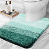 Picture of OLANLY Luxury Toilet Rugs U-Shaped 24x20, Extra Soft and Absorbent Microfiber Bathroom Rugs, Non-Slip Plush Shaggy Bath Mat, Machine Wash Dry, Contour Bathroom Mats for Toilet Base, Blackish Green
