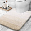 Picture of OLANLY Toilet Rugs U-Shaped 24x20, Extra Soft and Absorbent Microfiber Bathroom Rugs, Non-Slip Plush Shaggy Toilet Bath Mat, Machine Wash Dry, Contour Bath Rugs for Toilet Base, Light Beige