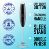 Picture of Zulay Kitchen Powerful Double Whisk Milk Frother Handheld - Foam Maker With Stand - Whisk Drink Mixer for Coffee, Mini Foamer for Latte, Matcha, Frappe, Hot Chocolate & Cappuccino (Metallic Black)
