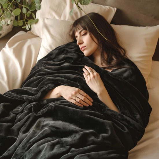 Picture of Bedsure Fleece Bed Blankets Full Size Black - Soft Lightweight Plush Fuzzy Cozy Luxury Blanket Microfiber, 84x90 inches