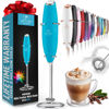 Picture of Zulay Kitchen Powerful Milk Frother Wand - Ultra Fast Handheld Drink Mixer - Electric Whisk Foam Maker for Coffee, Lattes, Cappuccino, Frappe, Matcha & Coffee Creamer - Milk Boss Blue Teal