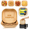 Picture of Air Fryer Paper Liners: 100Pcs Parchment Paper, 8" Air Fryer Disposable Paper Liner for Microwave, Non-Stick Square Air Fryer Basket Liner