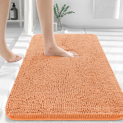 Picture of OLANLY Bathroom Rugs 30x20, Extra Soft Absorbent Chenille Bath Rugs, Rubber Backing Quick Dry, Machine Washable Bath Mats for Bathroom Floor, Tub and Shower, Home Decor Accessories, Orange