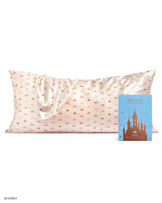 Picture of Kitsch x Disney Satin Pillowcase with Zipper for Hair & Skin, Softer Than Silk Pillow Cases King, Cooling Pillow Covers, Machine Washable Wrinkle-Free, Satin Pillow Cases King Size 19x36, Desert Crown
