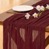 Picture of Socomi Burgundy Red Christmas Table Runner Cheesecloth Table Runner 120 inch Cheese Cloth Runner 10FT Boho Rustic Gauze Table Runner for Wedding Party Baby Shower Birthday Home Decor