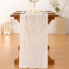 Picture of Socomi 3pcs Ivory White Spring Easter Table Runner Cheesecloth Table Runner 120 inch Cheese Cloth Runner 10FT Boho Rustic Gauze Table Runner for Wedding Party Baby Shower Birthday Decor