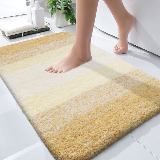 Picture of OLANLY Bathroom Rugs Mat 30x20, Extra Soft Absorbent Microfiber Bath Rugs, Rubber Backing, Quick Dry, Washable Bath Mats for Bathroom Floor, Tub, Shower and Home Decor Accessories, Light Yellow
