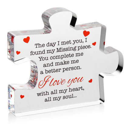 Picture of VELENTI Valentines Day Gifts - I Love You Gifts for Him, Her - Acrylic Puzzle Printed Message - Birthday, Wedding for Boyfriend, Girlfriend - I Love You Presents for Husband, Wife
