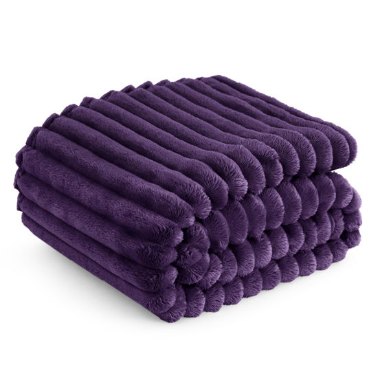 Picture of Bedsure Purple Fleece Blanket for Couch - GentleSoft Cozy Soft Blankets for Women, Cute Small Throws for Girls, 60x80 Inches