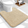Picture of OLANLY Toilet Rugs U-Shaped 24x20, Extra Soft Absorbent Chenille Contour Bathroom Rugs, Dry Quickly, Machine Washable, Non-Slip Bath Mat for Toilet Base, Beige