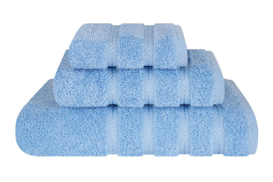 Picture of American Soft Linen Premium 3 Piece Towel Set, 1 Bath Towel 1 Hand Towel 1 Washcloth, 100% Cotton Turkish Towels for Bathroom, Sky Blue Towel Set