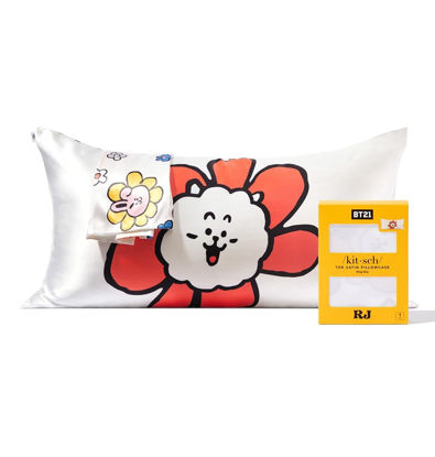 Picture of Kitsch x BT21 Satin Pillowcase with Zipper for Hair and Skin, Softer Than Silk Pillow Cases King, Cooling Pillow Covers, Machine Washable, Wrinkle-Free, Smooth Satin Pillow Cases King Size 19"x36", RJ