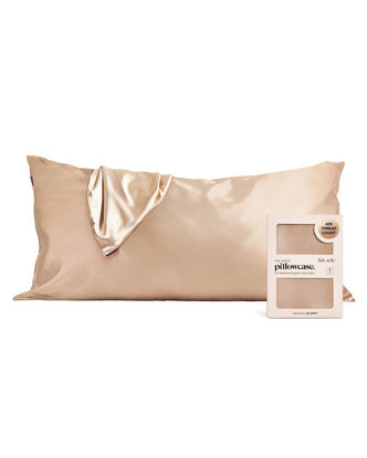 Picture of Kitsch Satin Pillowcase with Zipper for Hair and Skin, Softer Than Silk Pillow Cases King, Cooling Pillow Covers, Machine Washable, Wrinkle-Free, Smooth Satin Pillow Cases King Size 19"x36", Champagne