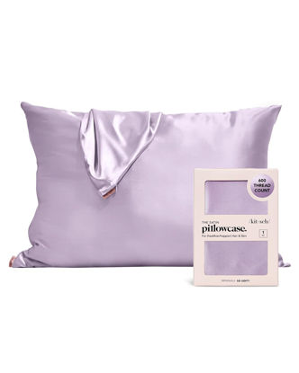 Picture of Kitsch Satin Pillowcase with Zipper for Hair & Skin, Softer Than Silk Pillow Cases Queen, Smooth Pillow Covers, Machine Washable, Wrinkle-Free, Cooling Satin Pillow Cases Standard Size 19x26, Lavender