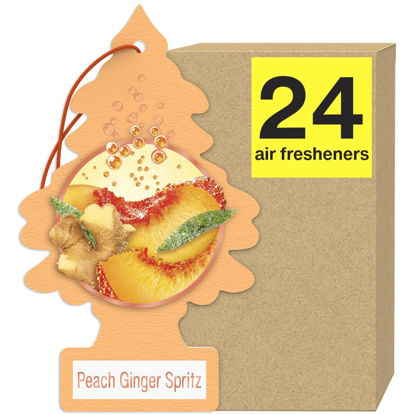 Picture of LITTLE TREES Car Air Freshener | Hanging Tree Provides Long Lasting Scent for Auto or Home | Peach Ginger Spritz, 24 Air Fresheners