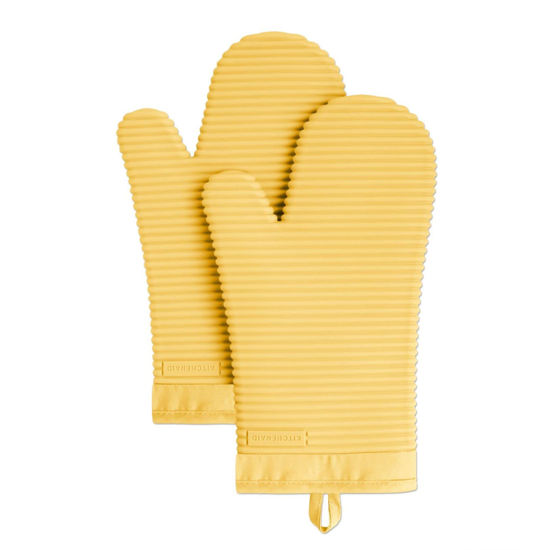 Picture of KitchenAid Ribbed Soft Silicone Oven Mitt Set, Orange Sorbet, 7.5"x13", 2 Count