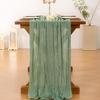 Picture of Socomi Sage Green Cheesecloth Table Runner Spring Easter St Patrick's Day Gauze Boho120 inch Cheese Cloth Runner Rustic Table Runner for Wedding Party Baby Shower Birthday Decor Sage Green