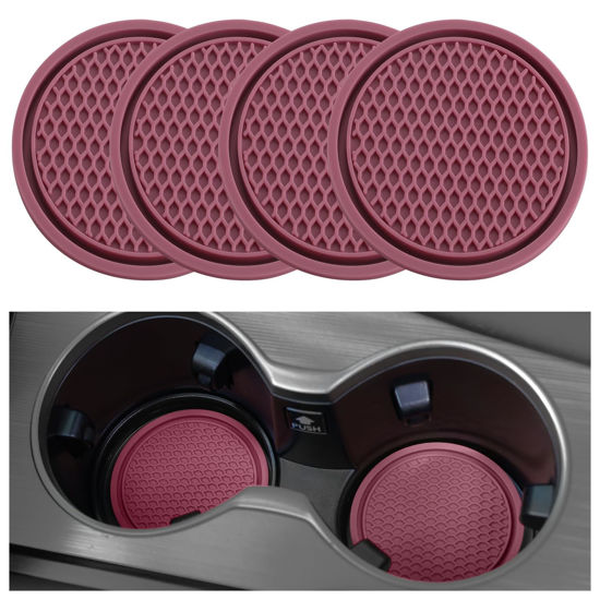 Picture of SINGARO Car Cup Coaster, 4PCS Universal Non-Slip Cup Holders Embedded in Ornaments Coaster, Car Interior Accessories, Purple glow