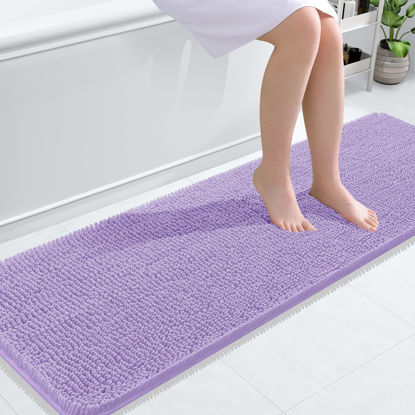 Picture of OLANLY Bathroom Rugs 59x20, Extra Soft Absorbent Chenille Bath Rugs, Rubber Backing Quick Dry, Machine Washable Bath Mats for Bathroom Floor, Tub and Shower, Home Decor Accessories, Lavender