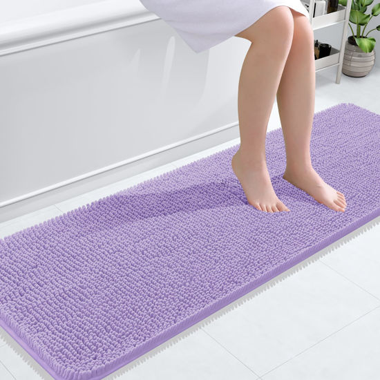 Picture of OLANLY Bathroom Rugs 59x20, Extra Soft Absorbent Chenille Bath Rugs, Rubber Backing Quick Dry, Machine Washable Bath Mats for Bathroom Floor, Tub and Shower, Home Decor Accessories, Lavender