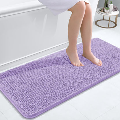 Picture of OLANLY Bathroom Rugs 47x20, Extra Soft Absorbent Chenille Bath Rugs, Rubber Backing Quick Dry, Machine Washable Bath Mats for Bathroom Floor, Tub and Shower, Home Decor Accessories, Lavender